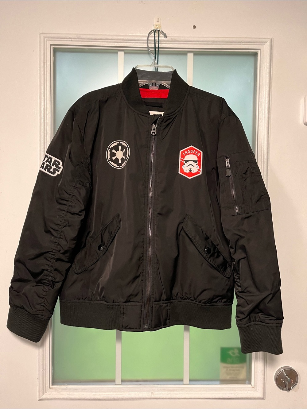 Gap Kids Black Star Wars StormTrooper Patch Bomber Jacket
